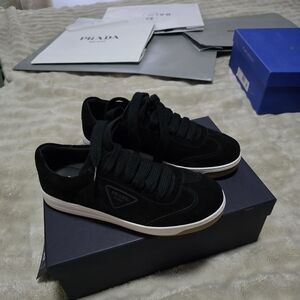 Prada Women’s Black Suede Low-Top Sneakers